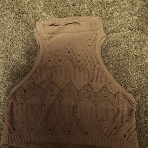 Elegant Lace High-Neck Bralette - Tan